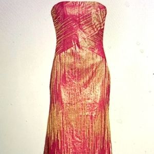 RENE RUIZ Rose Gold Strapless Gown